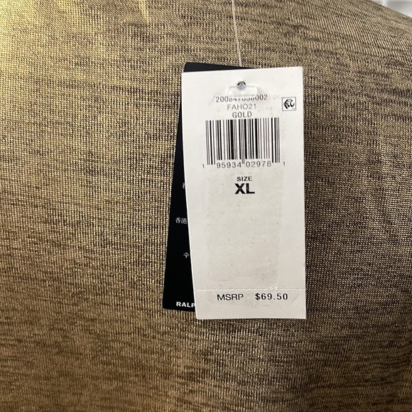 Lauren Lightweight Gold Metallic Elbow Length Sleeve Turtleneck Top - Picture 5 of 6